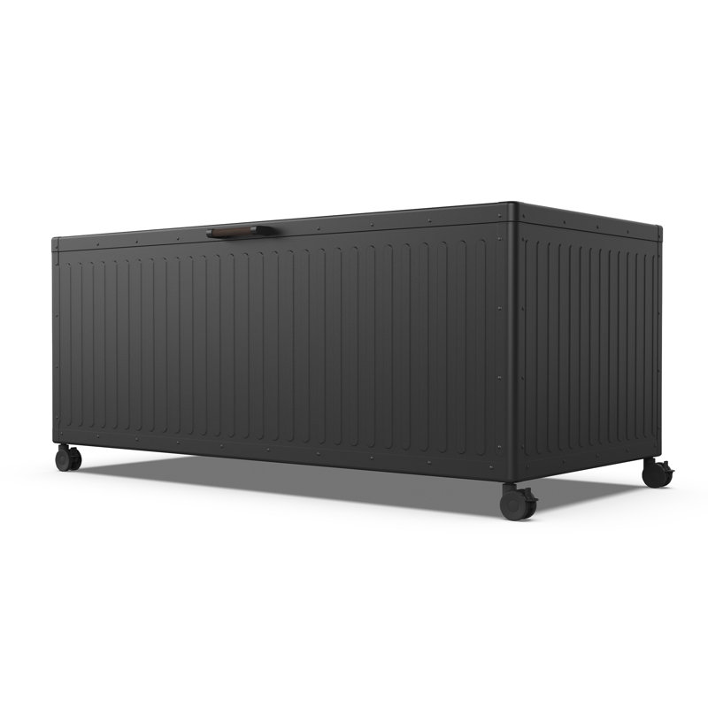 Grand coffre de terrasse en métal avec roulettes 281 gallons, 281, H 31 po x l 71,8 po x P 35,2 po, Gris anthracite