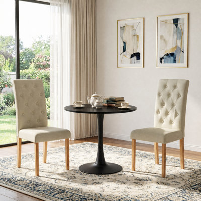 Highback Upholstered Dining Chairs With Wood Legs