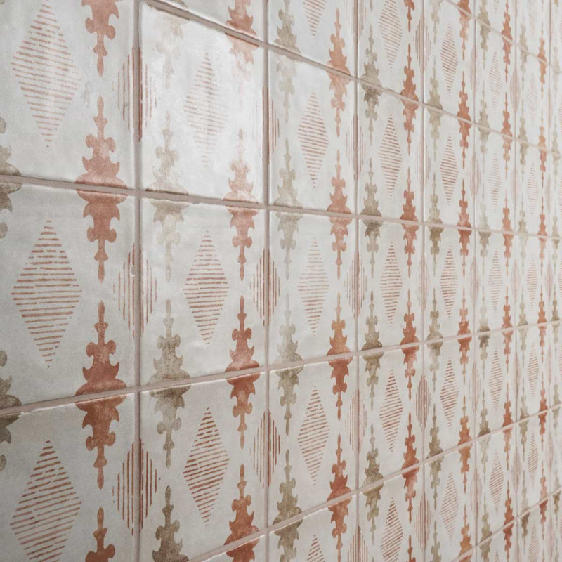 Paula Purroy Talia 5x5 Matte Ceramic Tile, Aztec Terracotta
