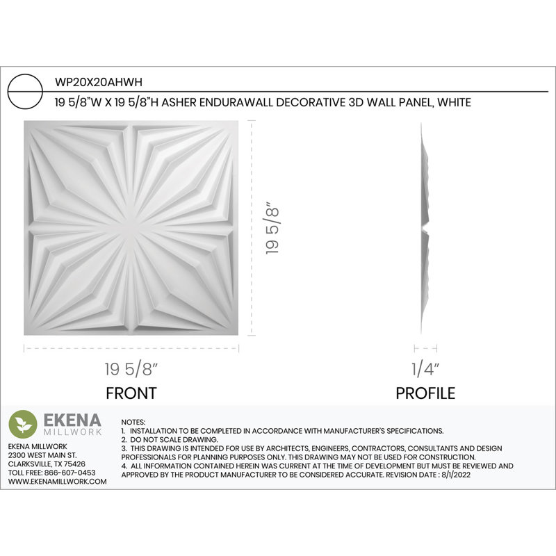 Panneau mural 3D décoratif Asher EnduraWall, Blanc