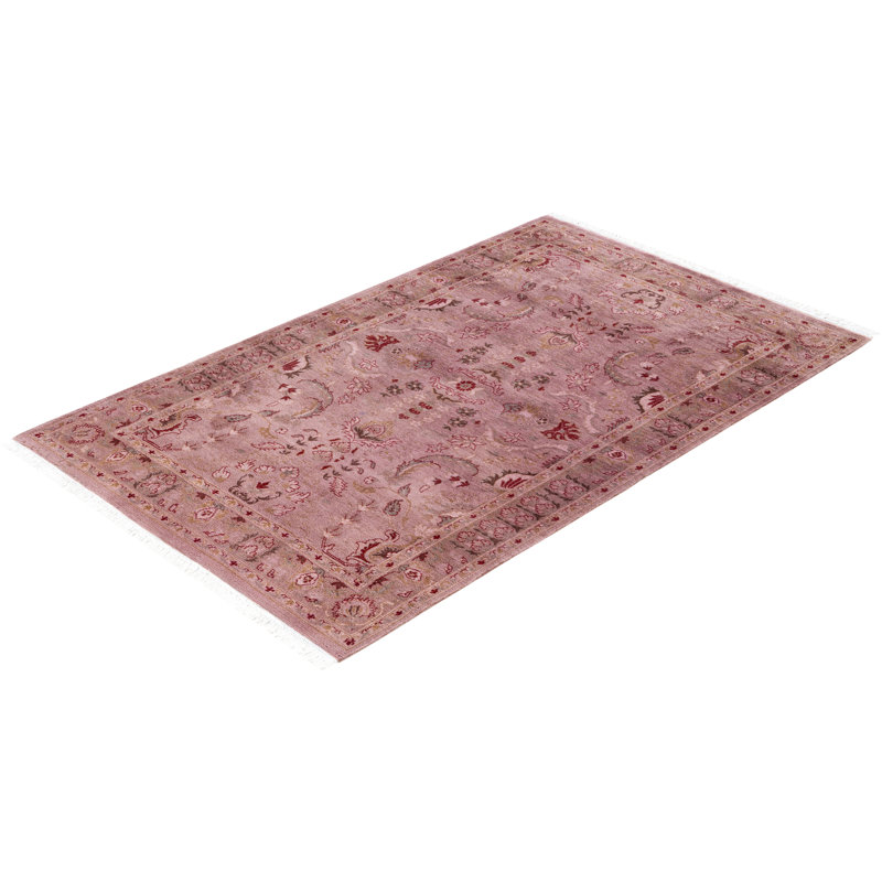Overdyed Hand-Knotted Wool Modern-Contemporary Pink Area Rug 3' 1" x 4' 10"