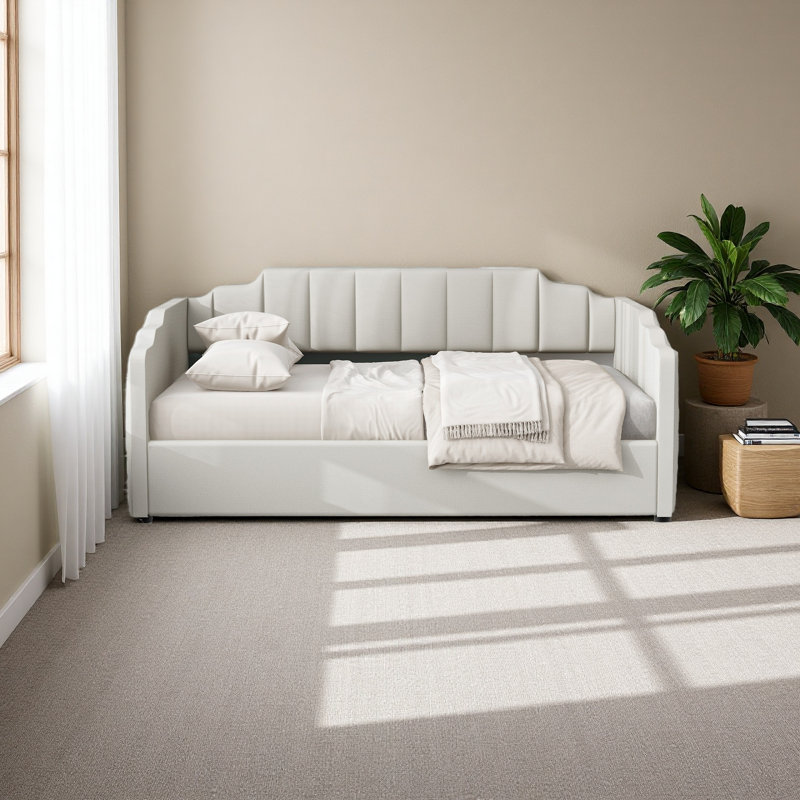 Upholstered Daybed With Underneath Storage, Full/Double, White