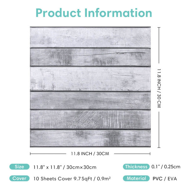 commomy 10 Pcs 3D Faux Wood Wall Panels Peel and Stick – 11.8"x11.8 ...