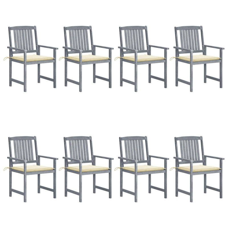 Patio Chair with Cushions, Cream, Gray