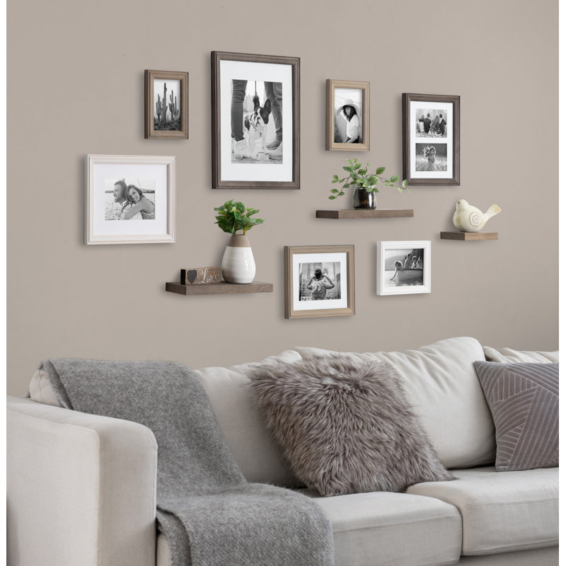 Helf Wood Beveled Picture Frame - Set of 10 with Mat, Multicolor