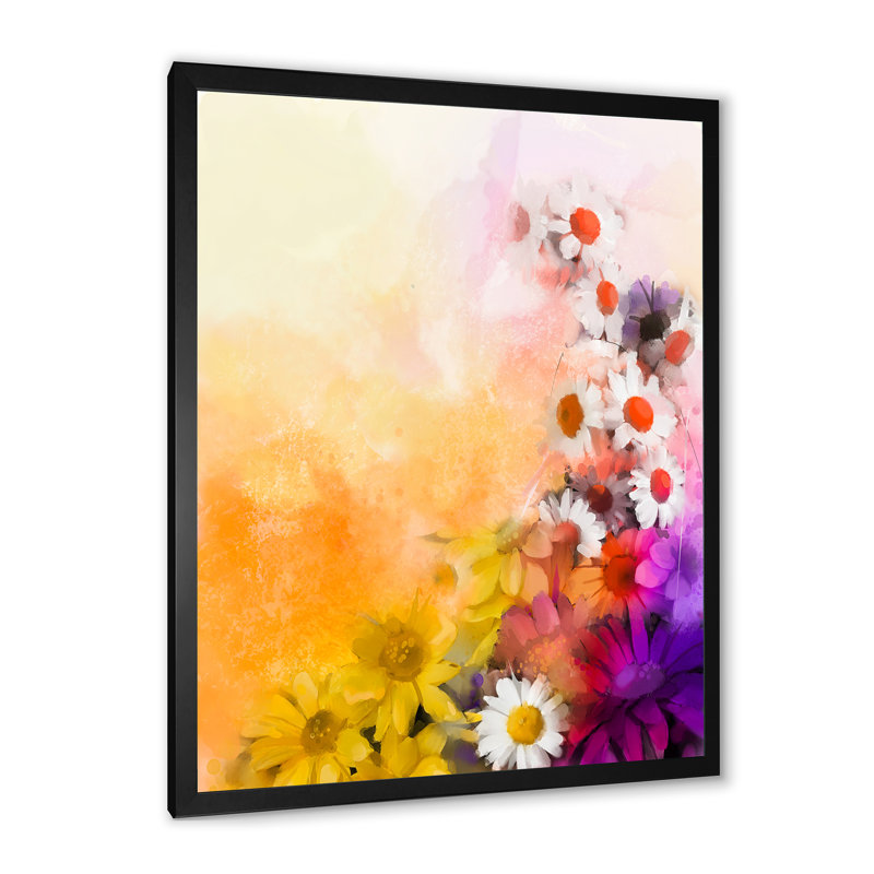 Guirlande Paintbrush Spring Flowers - Peinture, Cadre photo noir, H 20 po x l 12 po x P 1 po