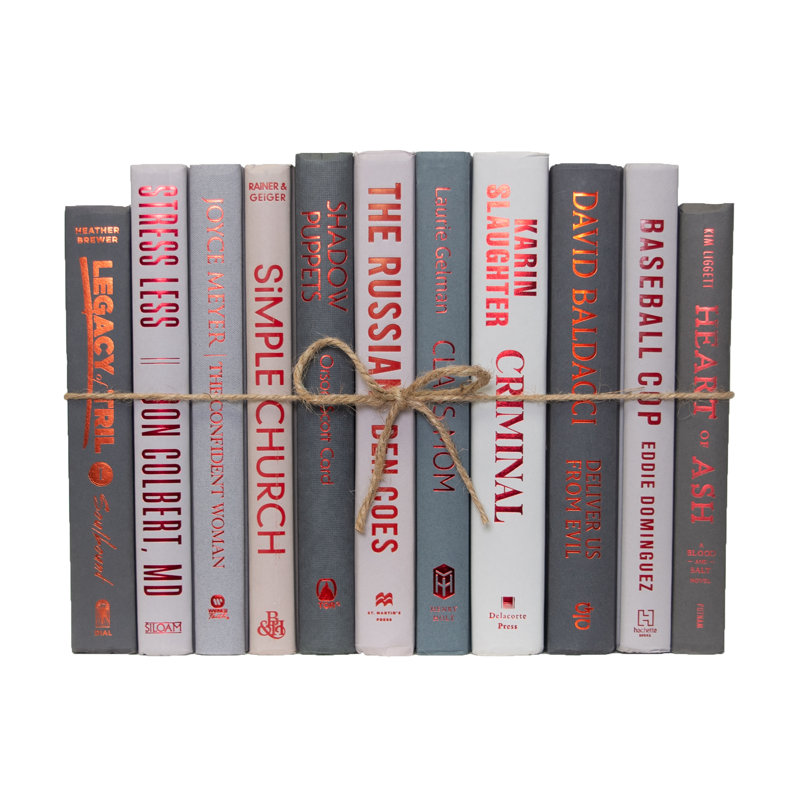Decorative Books - Granite & Red Book Bundle - 1 Foot of Grey Books