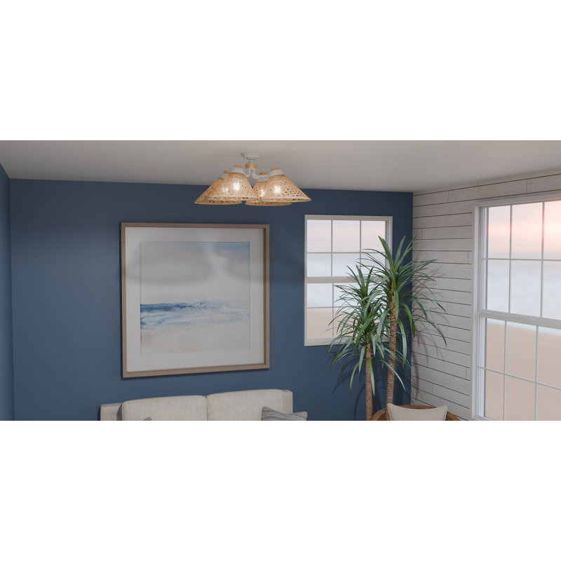 Artiola Rattan Semi Flush Mount