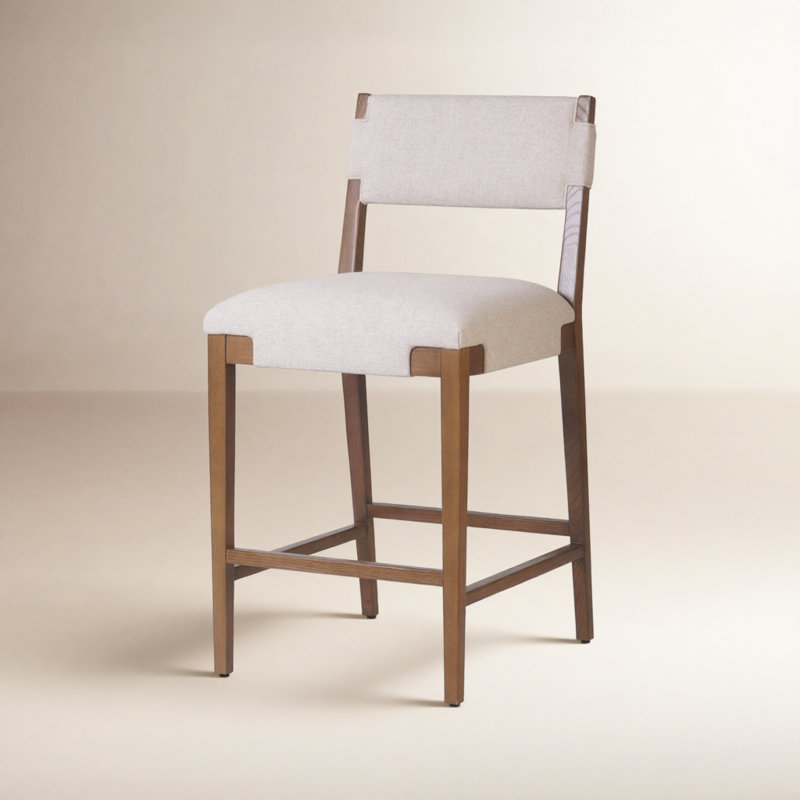 Tamari Stool-Sonoma Chestnut-Bar, Brown, Cream Linen Blend, Counter Stool (27.76" Seat Height)