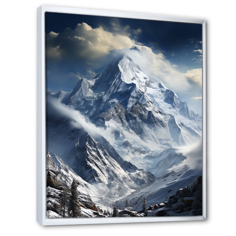 Vosselare Minimalisme Winter Mountains Summit Splendor III, Cadre flottant blanc, H 44 po x l 34 po x P 1,5 po