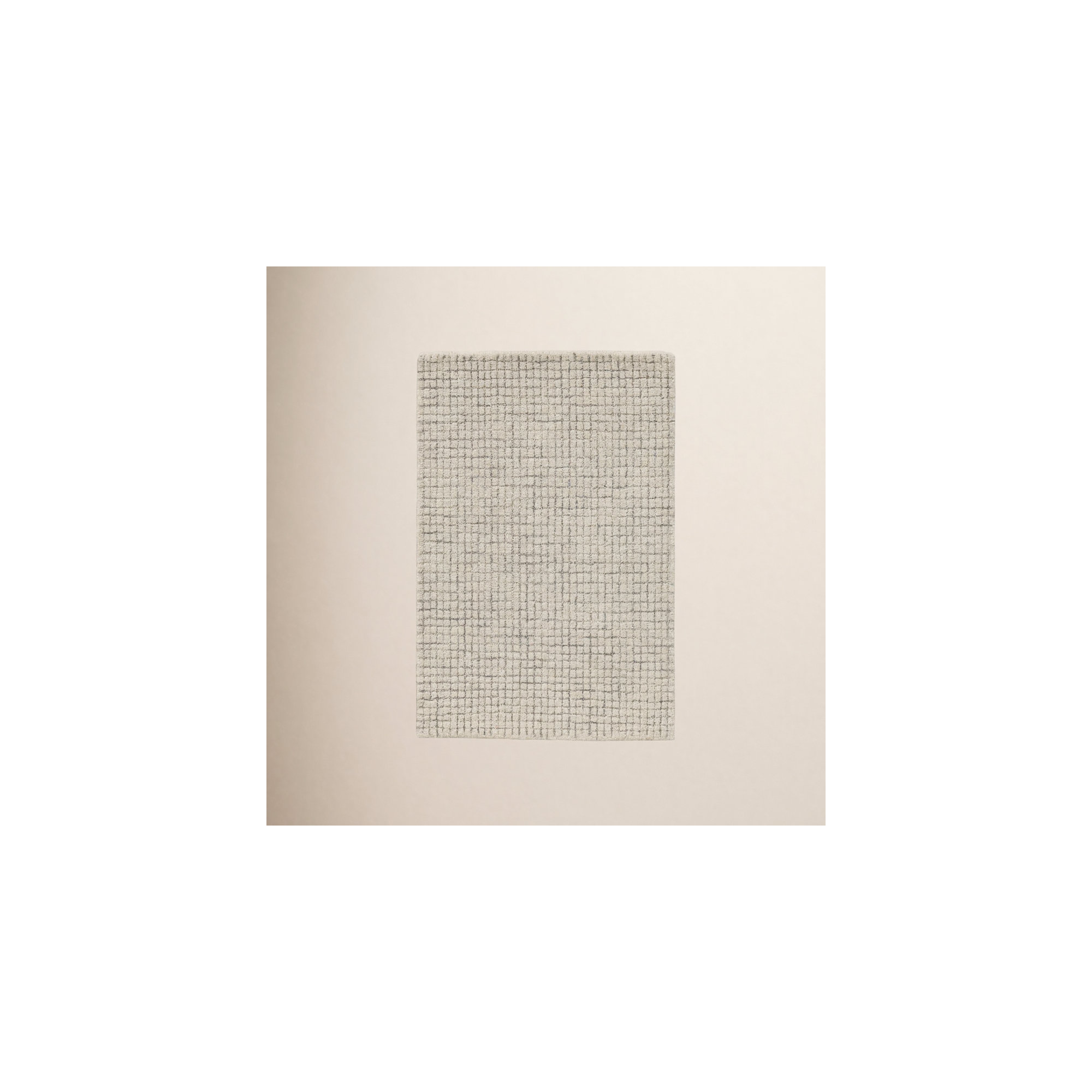 Roth Hand-Tufted Wool Grid Area Rug, Ivory / Gray, Rectangle 2' x 3'