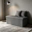 Banc de rangement pliant rembourré 30 pouces avec dessus capitonné, compartiment caché, tissu en velours côtelé gris Florence