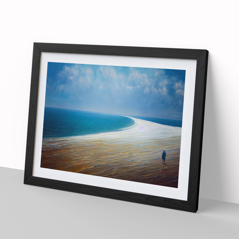XH1022-486X Alone On The Beach - Single Picture Frame Painting, Black, 34cm H x 46cm W x 2cm D