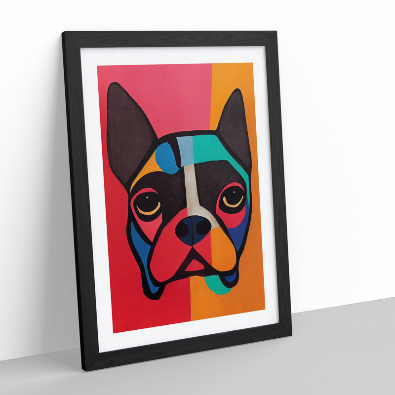 Pug Dog Abstract - Wall Art, Black Framed, 64cm H x 46cm W