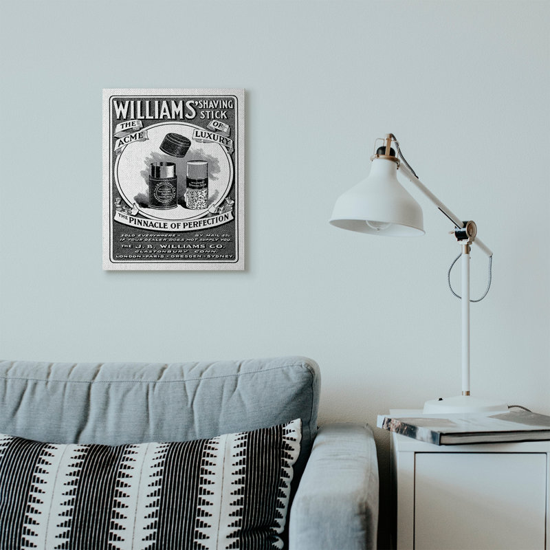«Shaving publicité Vintage Black and White Design» par The Evening Evening Post, impression sur toile non encadrée