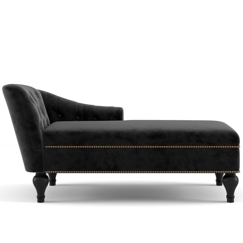 Chaise longue à accoudoirs évasés Bama Right, Velours noir