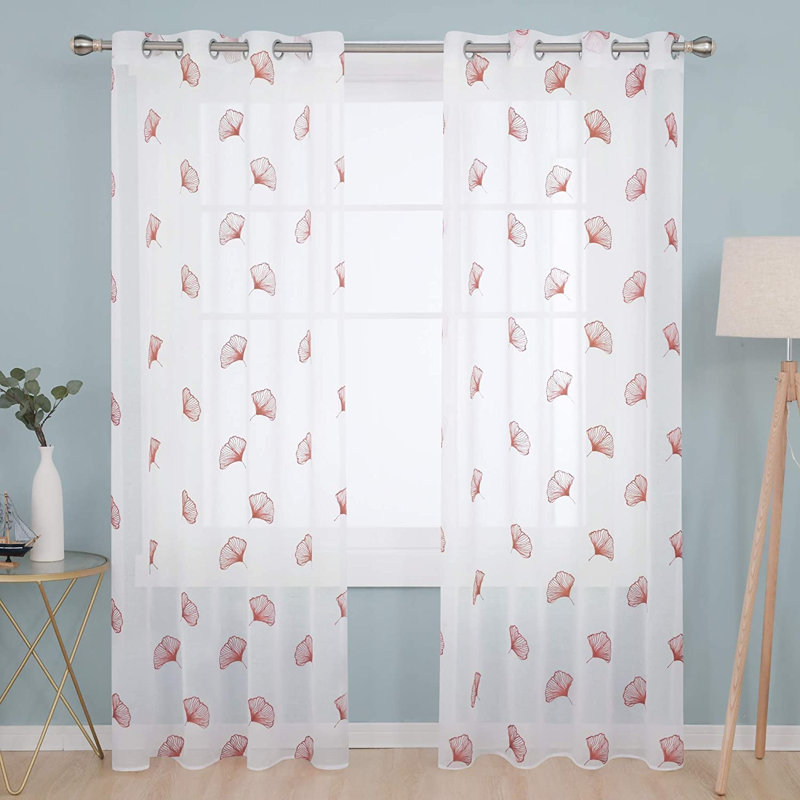Erwinville Sheer Curtain Pair, 140 W x 183 D cm, Orange