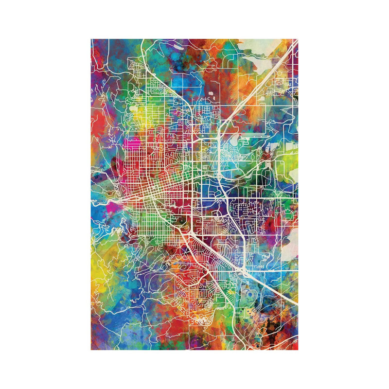 Boulder Colorado City Map I by Michael Tompsett - 1 Piece Wrapped Canvas Wall Art, 66.04 cm H x 45.72 cm W x 1.91 cm D