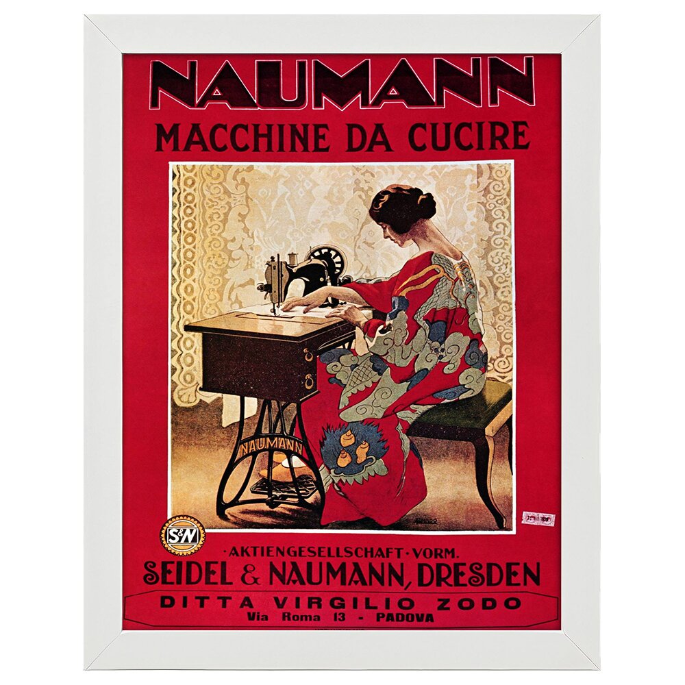 Leinwandbild Vintage Advertising Poster Naumann Sewing Machines