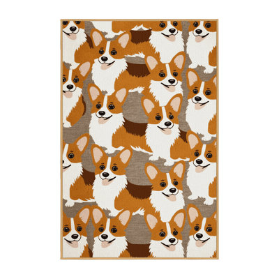  Washable Pembroke Welsh Corgi Dogs Area Rug