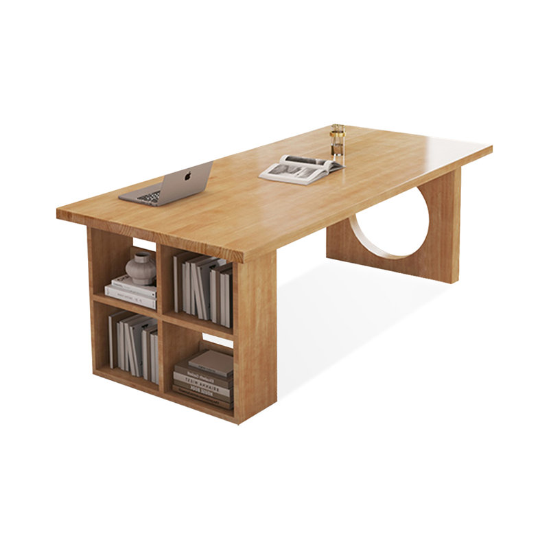 Bureau rectangulaire brun en bois massif, H 29,53 po x l 78,74 po x P 31,5 po