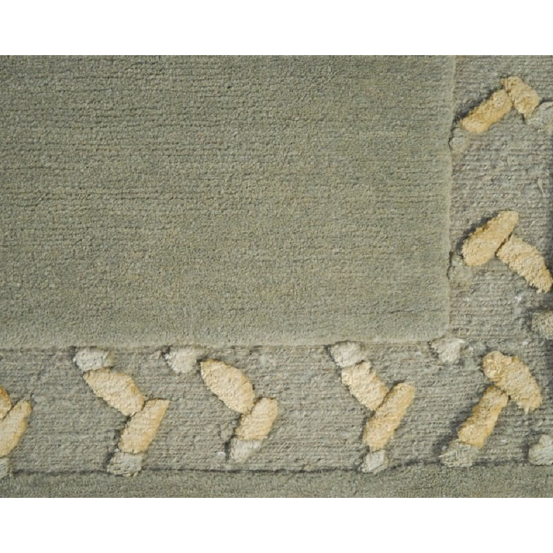 Doodles Wool Oriental Area Rug in Green, Rectangle 6' x 9'