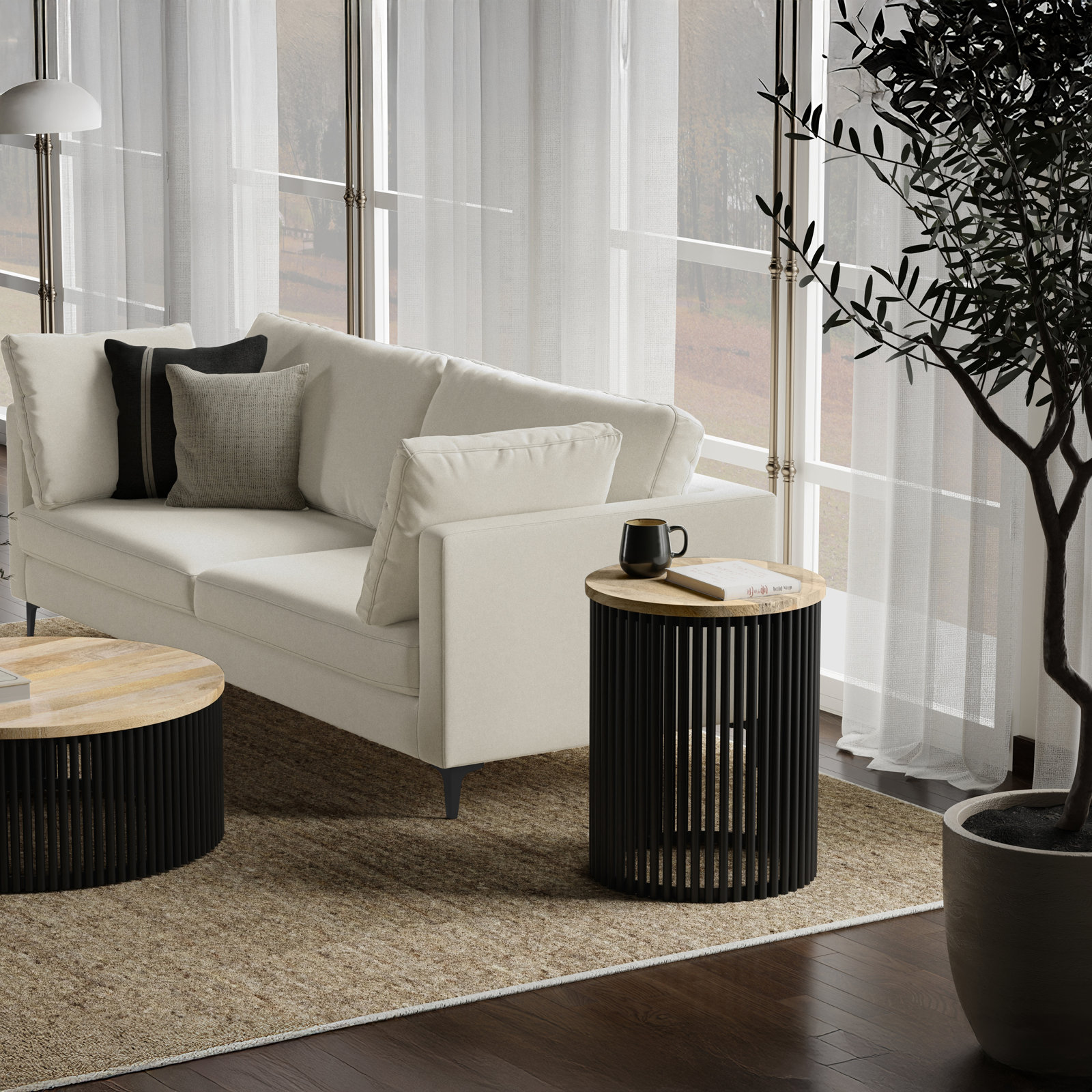 Demy Mango End Table, 20", Brown Top/Black Base
