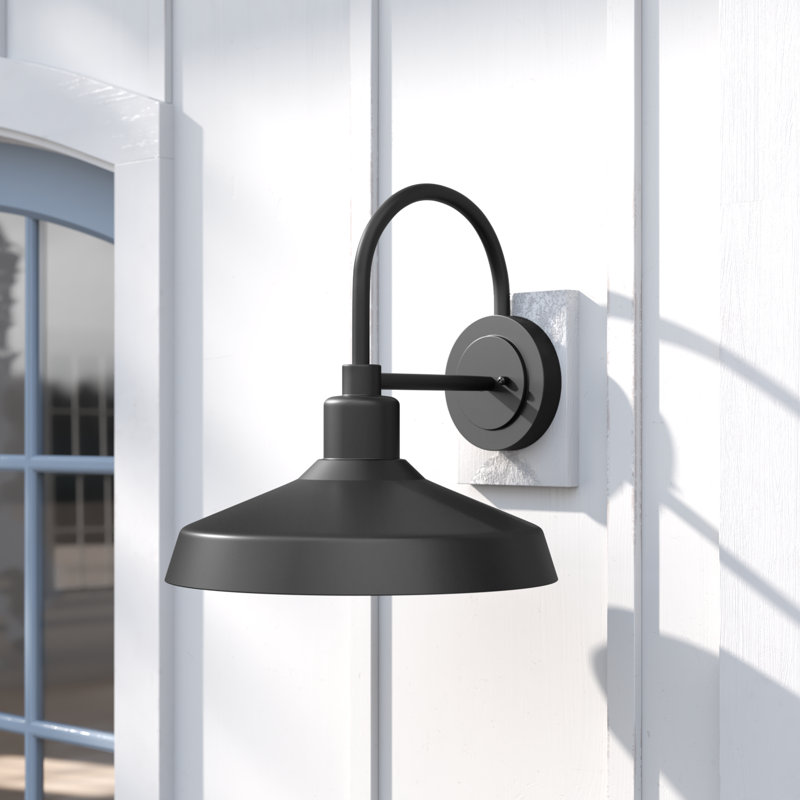 Vanielle Single Bulb Outdoor 16.5" H Barn Lantern with Anti-Fading Finish, Black