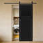 Moderne 2 panneaux 84 po x 42 po Porte de grange coulissante en bois de noyer noir avec ensemble de quincaillerie-131196864-131199636-131199645