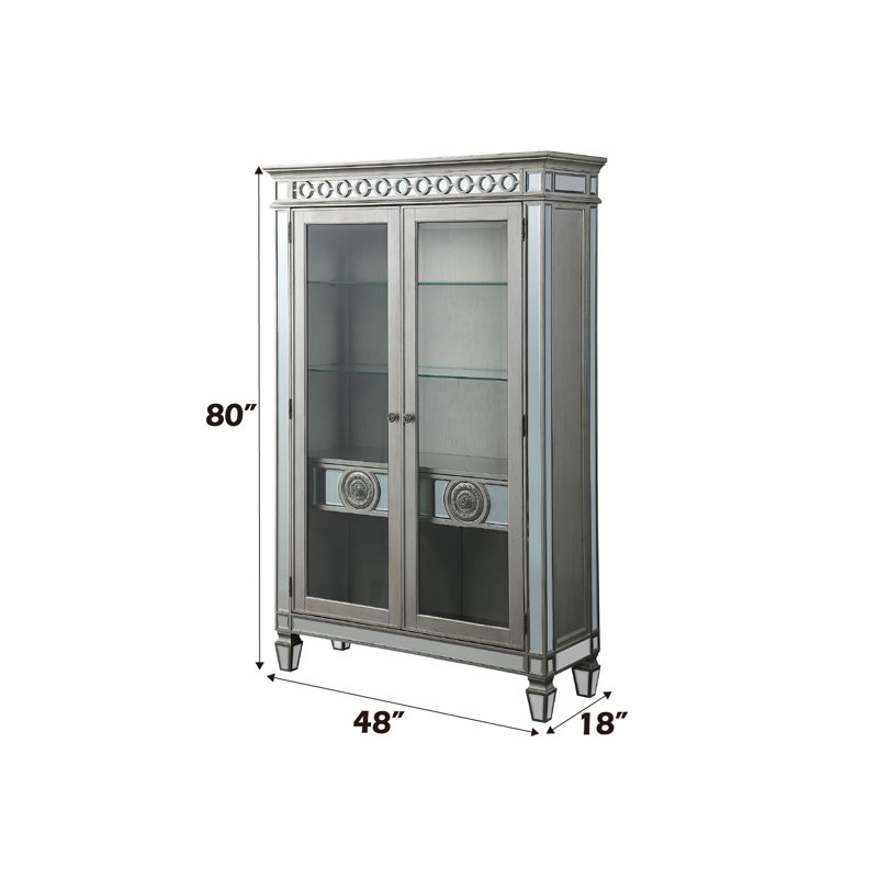 Montana Mirrored Antique Platinum Glass Curio Cabinet