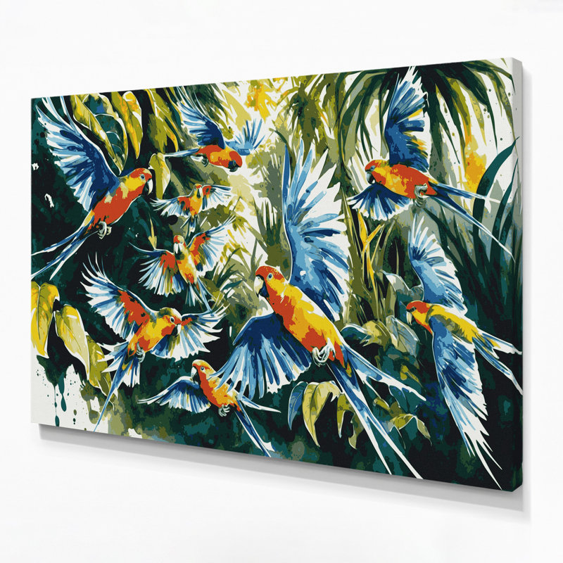«Birds Rainbow Lorikeet», art mural sur toile bleue, H 11 po x l 14 po