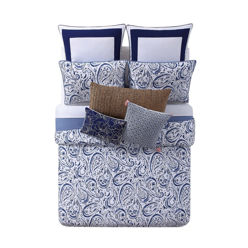 Indienne Paisley Coastal Cotton Paisley Duvet Cover, King Duvet Cover + 2 King Shams