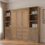 Lit escamotable en bois avec tablettes et armoires de rangement