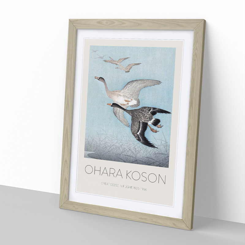 Great Geese In Flight by Ohara Koson - Single Picture Frame Print, 48cm H x 36cm W x 2cm D, Oak Framed