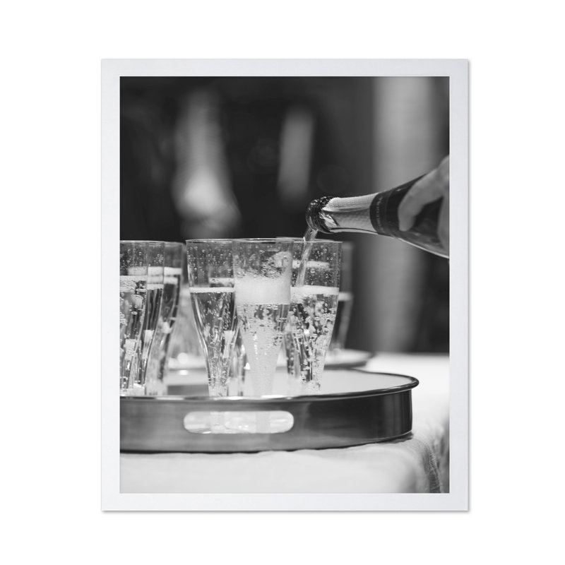 Verser du champagne No3, 11"H x 14"W, Poster, White Framed