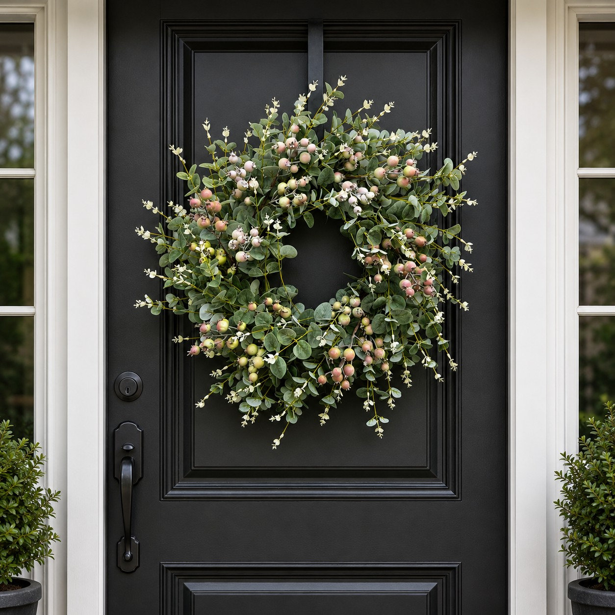 24" Handcrafted Eucalyptus, Berry No Holiday Wreath