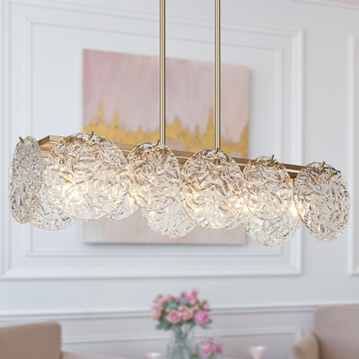 Clayre 5-Light Dimmable Unique/Statement Chandelier With  Water Ripple Glass