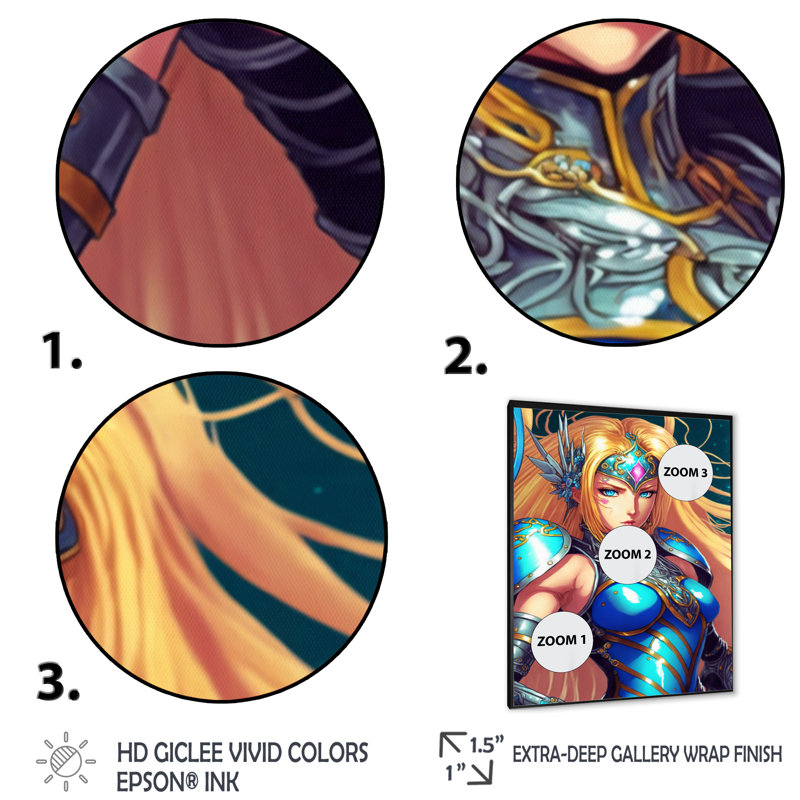 «Eckhold», la reine de l'anime bleue sur toile II, Cadre photo noir, H 32 po x l 16 po x P 1 po