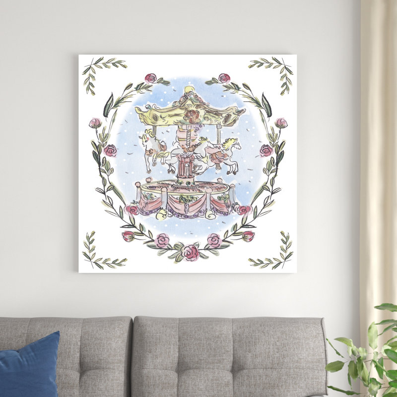 «Winter Carousel III» par Melissa Wang - peinture sur toile tendue, H 36 po x l 36 po
