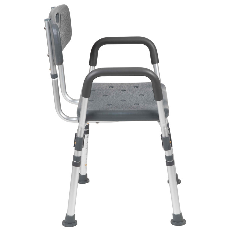 Adjustable Gray Safety Shower Chair with Quick Release Arms