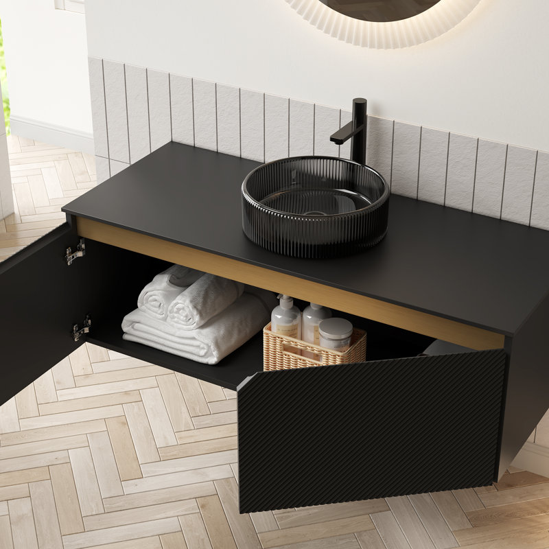 Meuble-lavabo Ruben, Noir, Noir