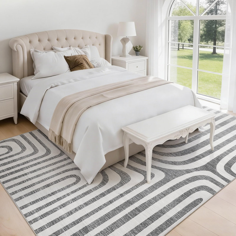 Area Rugs, Abstract Modern Washable Rugs, Non-Slip Low-Pile Soft Floor Carpet for Bedroom, Living Room, Dining Room