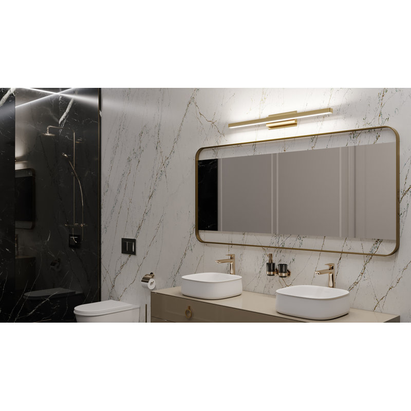 Meuble-lavabo à DEL 36 po Jolecia - Nickel satiné, Laiton satiné