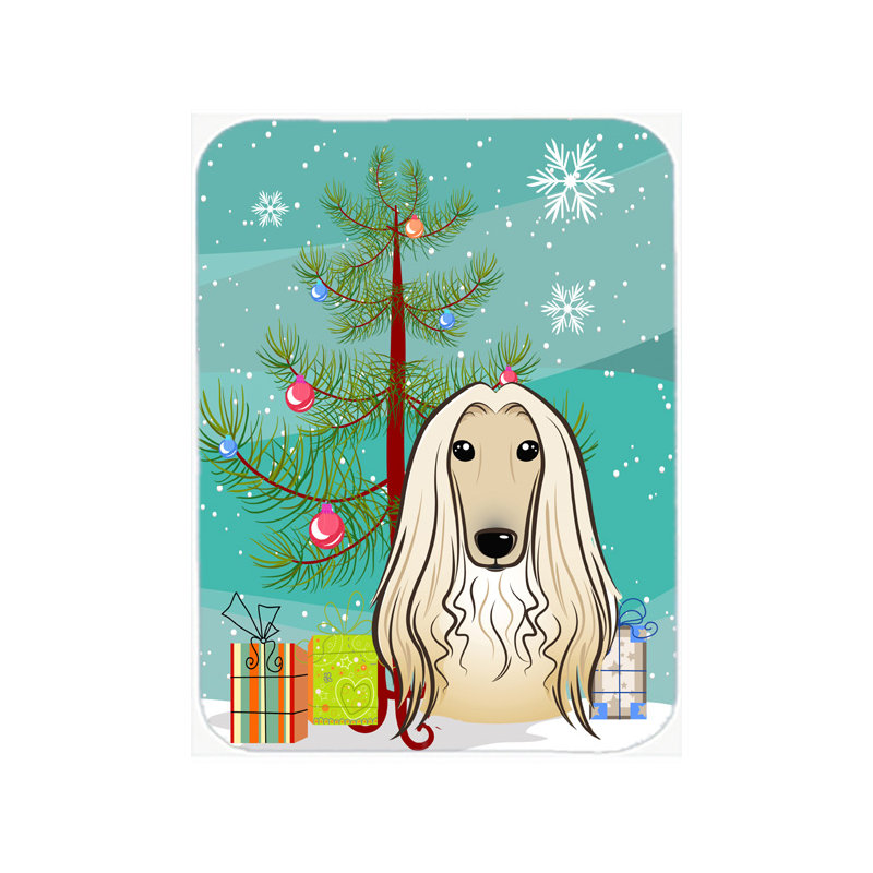 Planche à découper en verre caroline et afghan hound Under the Christmas Tree