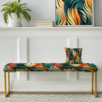 Banc floral rembourré or