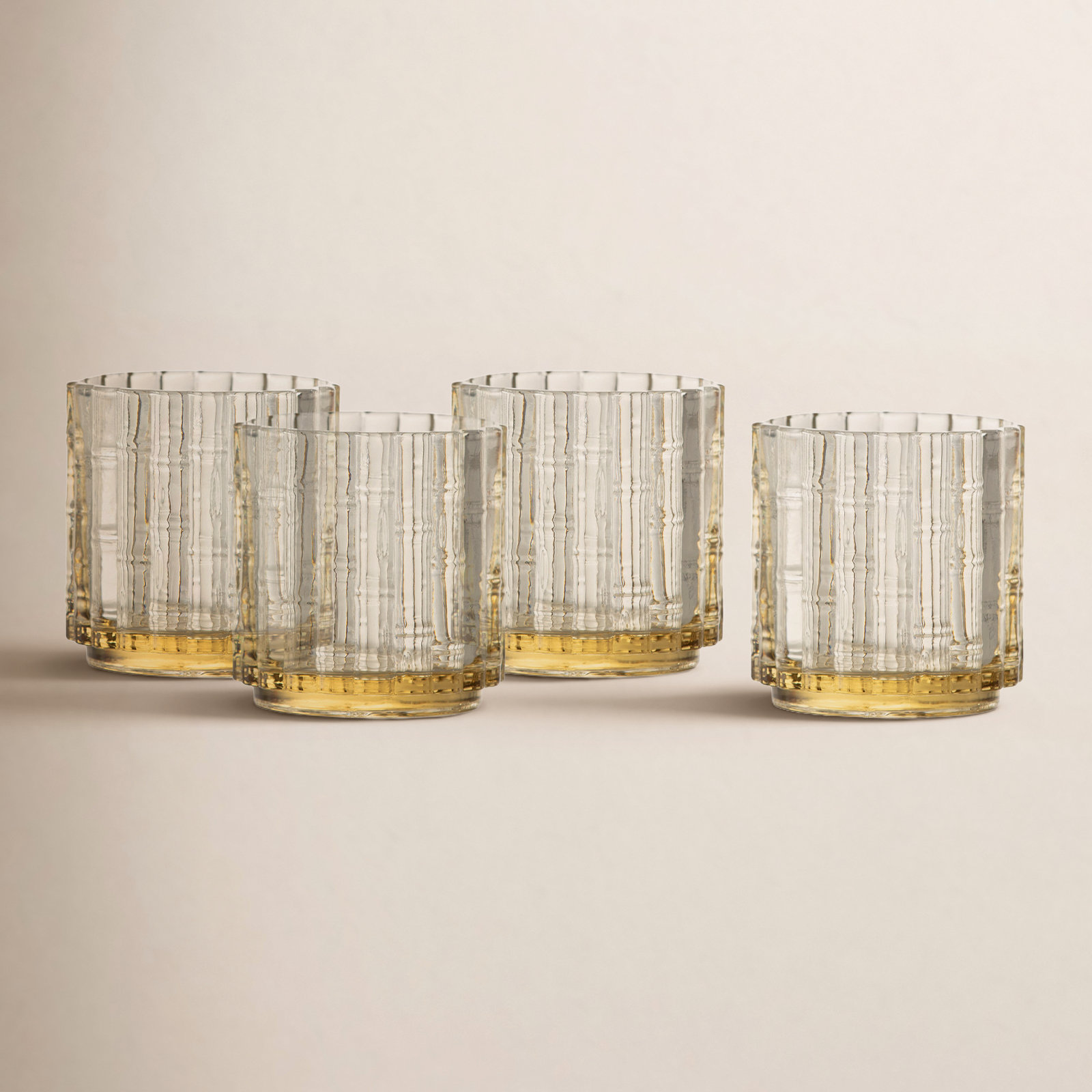 Ribbed Whiskey Glass, Ginger Gold, 11 fl oz