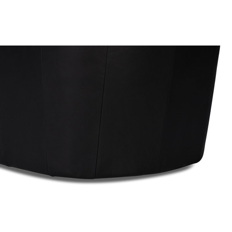 Coolidge Swivel Club Chair, Onyx Black Genuine Leather