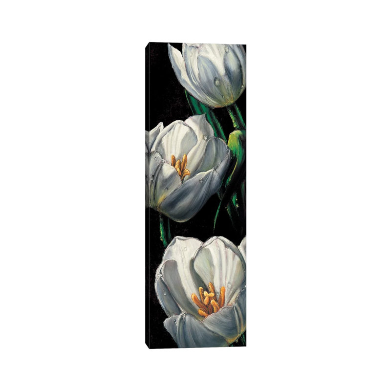 Dewdrop Tulips by AlmaCh - Wrapped Canvas Panoramic Painting, 91.44cm H x 30.48cm W x 1.91cm D