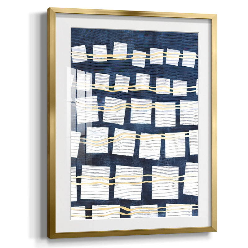 «Interconnected Shapes I», reproduction encadrée, Blanc, Papier avec cadre doré
