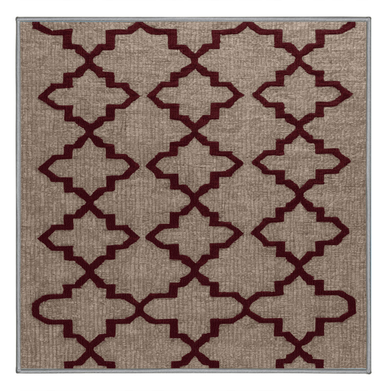 Tapis gris en treillis lavable à la machine, Carré 5 pi